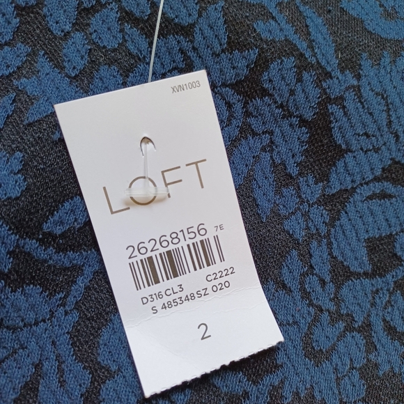 LOFT Jacquard Mini Dress Blue Black NWT - Picture 11 of 11